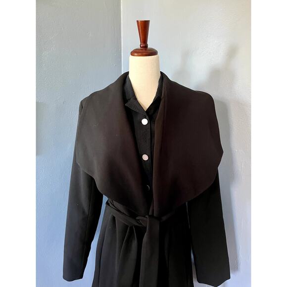 NWT Ralph Lauren Dress Coat size L petite. Color black, draped collar - Picture 2 of 3